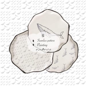 Blue Whale Digital Pattern, Seamless Design for Creative Crafting Projects, PNG file