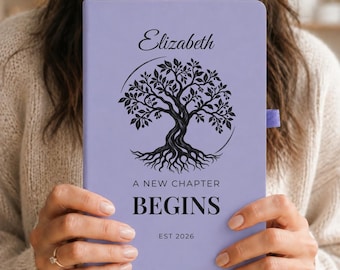 Diario personalizzato per un nuovo capitolo della vita, quaderno con l'albero della vita, regali personalizzati per un nuovo inizio, ricordo del pensionamento.