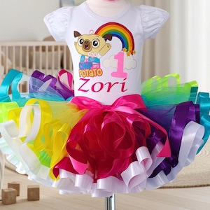 Chip and Potato Birthday Tutu Outfit, Personalized Party Costume.