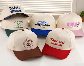 Custom Baseball Cap, Custom Trucker Hat,Two Tone Baseball Cap,Make Your Own Personalized Hat, Dad Hat Gift for her Unisex Ball Cap