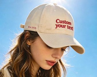 Chapeau avec texte personnalisé,Casquette personnalisée avec nom,Chapeau brodé,Casquette pour papa personnalisée,Logo textuel 3D personnalisé,Chapeau personnalisé