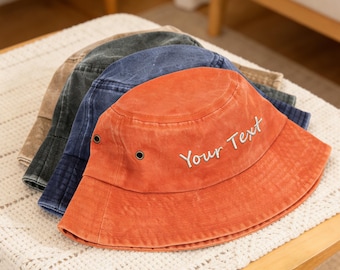 Personalized Bucket Hat for Bachelorette Party,Custom Embroidered Bucket Hat, Custom Embroidered Vintage Cotton Cap, Party Hat