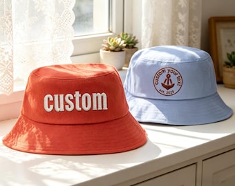 Personalized Bucket Hats With Text, Custom logo bucket hats,Embroidered Hiking Hat, Beach Hat, Camper Hat,Daily Hatpersonalized Women's Hats