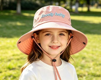 Chapéu de pescador infantil personalizado com nome, ótimo presente para crianças, chapéu de camping personalizado, chapéu de viagem infantil, algodão respirável.