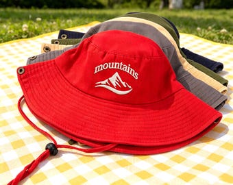 Custom embroidered hiking hats,Personalized text logo Bucket hat,bucket hats, personalized text,logo sun hats, travel hat,camping hat