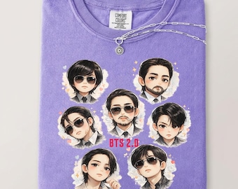 Camiseta Comfort Colors Cute B.TS 2.0, Camiseta divertida de la gira Arirang, Camiseta unisex del concierto Arirang, Camiseta de la gira, Regalo para militares