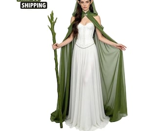 Chiffon Hooded Cloak Women’s Fairy Cape Sheer Tulle Fantasy Costume