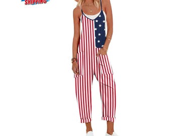 Womens Sleeveless Jumpsuit Vacation Outfit Casual Baggy Romper With Pockets