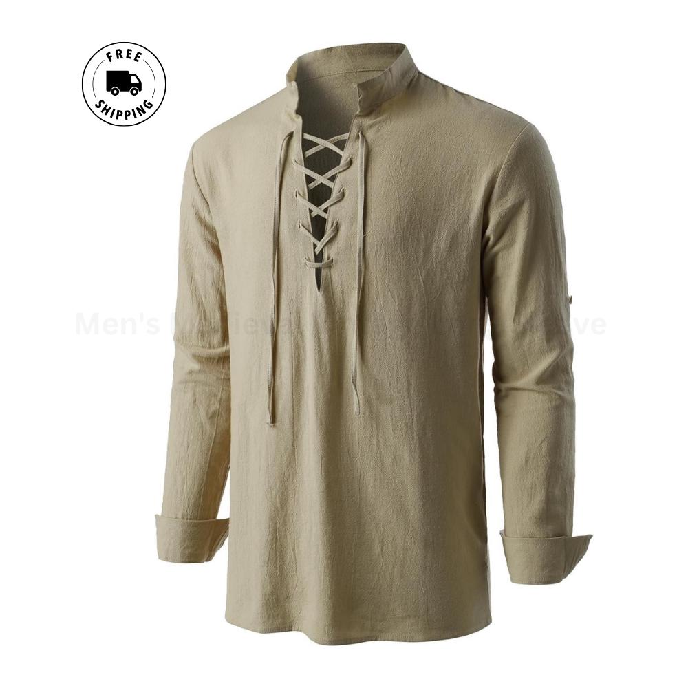 Men Medieval Lace up Shirt Renaissance Viking Pirate Cosplay Costume - Etsy
