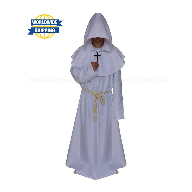 Renaissance Eave Ropes Medieval Hooded Monk Robe Renaissance Priest Costume Cosplay Cloak - Etsy