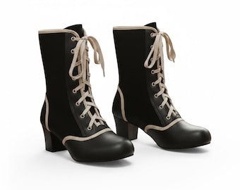 Retro Gladiator Mary Jane-stövlar med snörning: Höga klackar i vintagestil