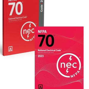 May include: Two red books titled "NFPA 70 National Electrical Code". One book is labeled "Code 2026", the other "2023". Both books feature the "nec" logo and the NFPA logo.
