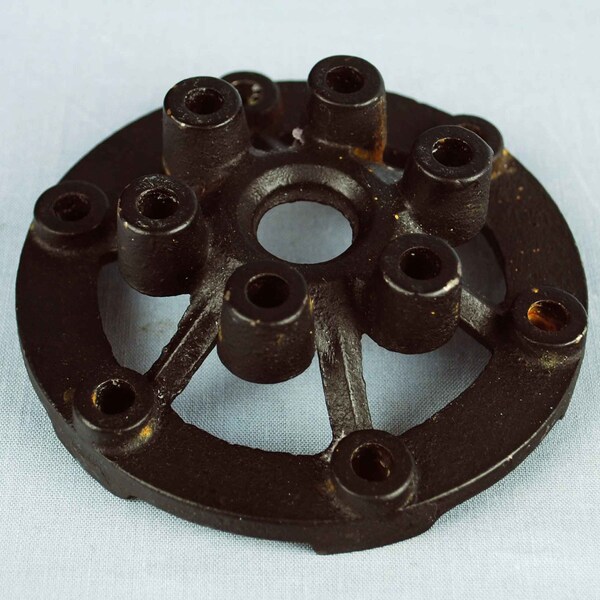 Danish Modern Candle Holder // Mid Century Round Black Iron Candlestick Holder // Made in Japan