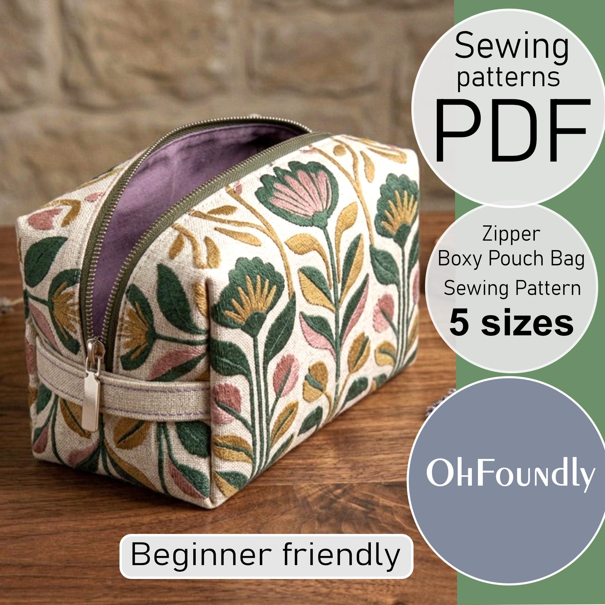 Basic Boxy Pouch Sewing Pattern PDF, Zipper Pouch Mini Bag PDF, 5 Sizes ...
