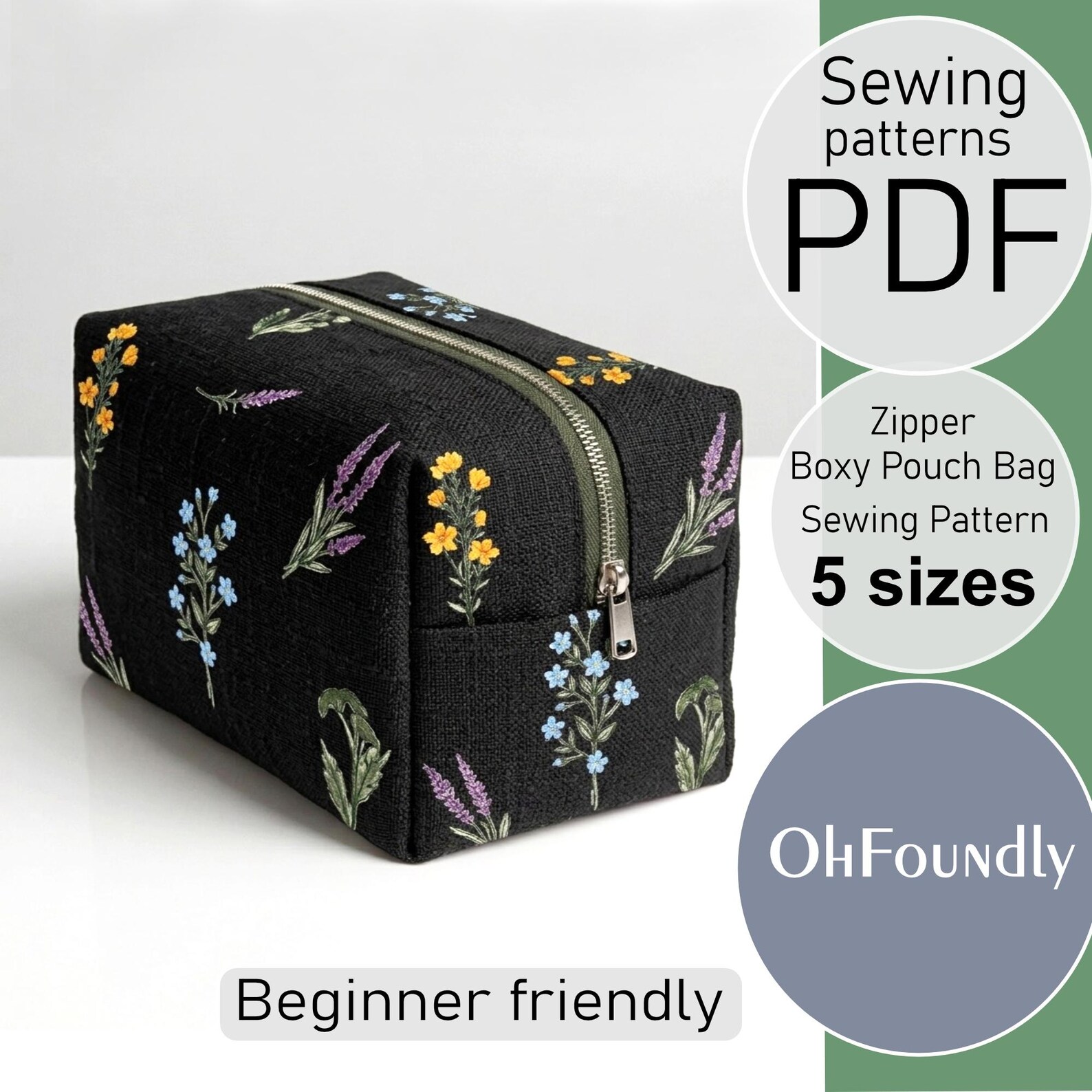 Basic Boxy Pouch Sewing Pattern PDF, Zipper Pouch Mini Bag PDF, 5 Sizes ...