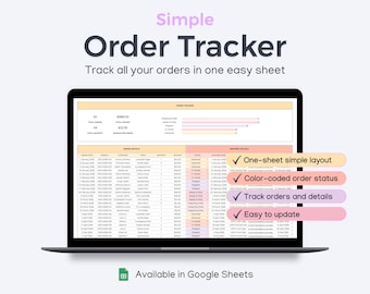 Order Tracker Spreadsheet for Google Sheets | Simple One-Sheet Order Log & Customer Order Tracker