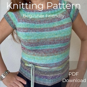 Women’s Raglan T-Shirt Knit Pattern, Seamless Top-Down Summer Tee, Lightweight Minimalist Knit, Breathable Handmade Wardrobe Essential, PDF