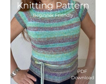 Raglan T-Shirt Knit Pattern, Seamless Top-Down Summer Tee, Lightweight Minimalist (PDF Download)