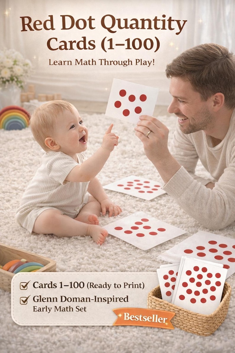 Quanity Cards Red Dot Quantity Cards 1-100 | Montessori Preschool Math Activity ...