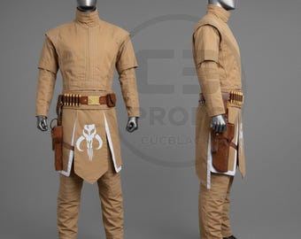 Traje de vuelo mandaloriano con cinturón y funda / Disfraz inspirado en Boba Fett / Armadura de cosplay de Star Wars / Traje de mitosaurio de la Guardia de la Muerte