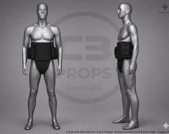 Fajín utilitario de Shadow Trooper con placa inguinal - Cinturón táctico negro de Scout Trooper - Armadura de utilería para cosplay de Star Wars Mandalorian