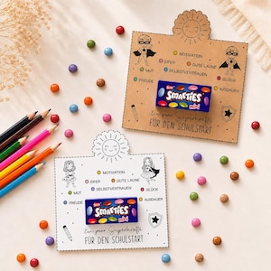 Mini Smarties First-Day-of-School Card: A4 Printable PDF with Superhero Theme, Superpowers, Encouragement, Sun-Shaped Design, Gift for Kids
