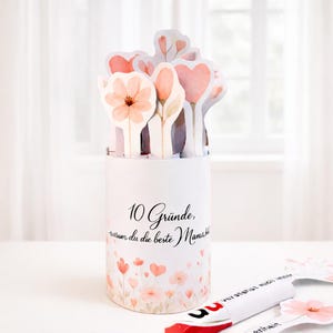 Mother’s Day Gift for Mom, Printable Duplo Wrapper Set, Heart & Floral Design, German Sayings for Mom, PDF Instant Download