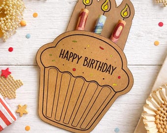 Birthday Money Gift Template, Cake Cash Holder Card Printable PDF, Creative DIY Birthday Gift Idea for Cash Giving
