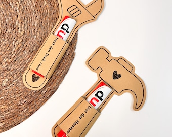 Father’s Day Chocolate Wrapper PDF, Kraft Hammer & Wrench Printable for Dad, Instant Download