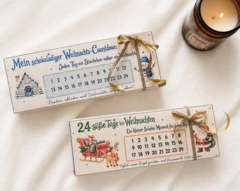 2 Advent Calendar Sleeves for 24-Pack Kinder Chocolate | DIY Chocolate Bar Advent Calendar | Christmas Countdown | Printable PDF Template