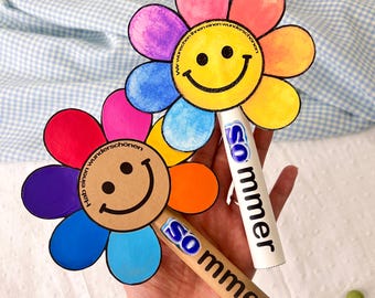 Summer Flower “We Wish You a Wonderful Summer” Printable Template for Mentos • Holiday Gift for Kids, Educators & Teachers