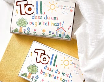 Toffifee Banderole Kita Kindergarten Abschied, DIY Geschenk für Erzieherin Lehrer Tagesmutter, Toll dass du mich/uns begleitet hast