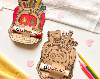 Duplo Chocolate Card for School Enrollment, Small Gift Idea for a School Cone, Colorful School Year, Back-to-School Gift, PDF Download