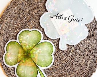 Lucky Clover Shaker Card Template, Money Gift Card, Printable Good Luck Card, Exam Gift, DIY Cash Gift, Instant Download