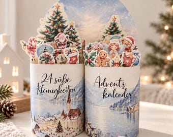 Duplo Advent Calendar with 24 Designs and Blank Templates | Christmas Village | Printable Chocolate Bar Wrappers | DIY Christmas Countdown