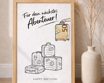 Travel Money Gift Printable, Trip Gift Template, Vacation Cash Gift PDF, Travel Fund Gift, DIY Gift Idea, Instant Download