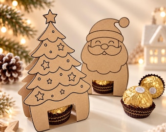 Christmas Chocolate Holders for Ferrero Rocher | Printable PDF | DIY Party Favors & Table Decor | Santa, Reindeer, Tree, Gingerbread Man
