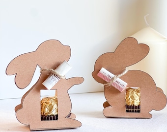 Easter Bunny Treat Holder for Ferrero Chocolate & Money Gift | Printable DIY Gift Box | Kraft Style Bunny | Last Minute Easter Gift