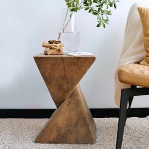 Mesa lateral geométrica moderna, leve, para cabeceira, pequena, com pedestal, para uso interno.