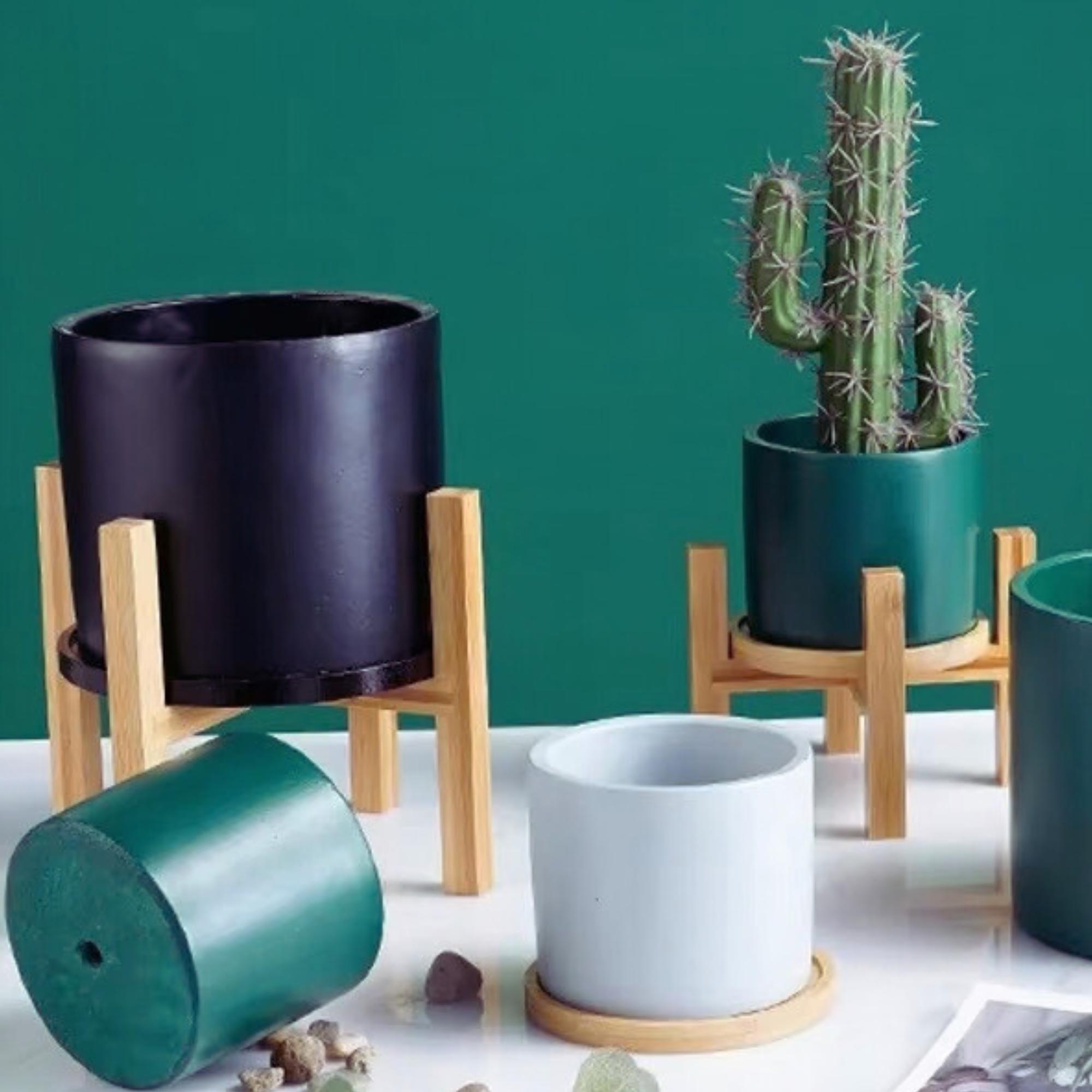 Pot Base Modern Wooden Plant Stand Flower Pot Base Holder Stool for Home Garden ...