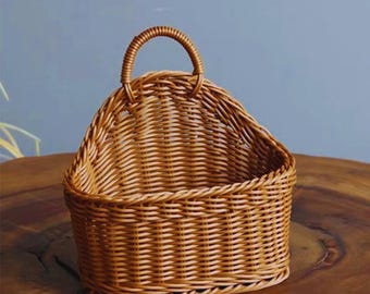 Cestino da appendere a parete in rattan a forma di goccia per frutta e verdura, cestino traspirante per cucina e dispensa.