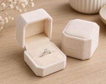 Engagement Ring Box, Velvet Proposal Ring Box, Wedding Jewelry Box, Anniversary Gift for Her