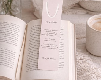 Mothers Day Bookmark, Personalized Bookmark, Custom Bookmark Gift, Sentimental Keepsake, Book Lover Present, Gift from Daughter Son