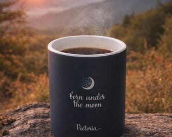 Born Under the Moon Mug Personalized Name | Moon Lover Gift | Witchy Mug | Spiritual Coffee Cup | Astrology Gift | Lunar Aesthetic Mug