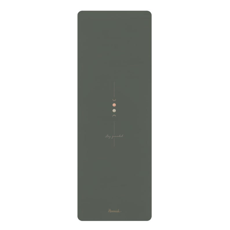 Personalized Yoga Mat Moon Phase | Custom Name Yoga Mat | Minimalist Boho Yoga Mat | Stay Grounded Mat | Neutral Aesthetic Non Slip Mat image 4
