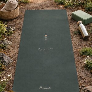 Personalized Yoga Mat Moon Phase | Custom Name Yoga Mat | Minimalist Boho Yoga Mat | Stay Grounded Mat | Neutral Aesthetic Non Slip Mat image 2