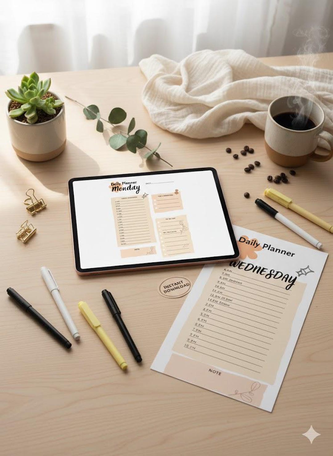 Pastel Daily Planner Printable | Minimalist To-do List & Hourly ...