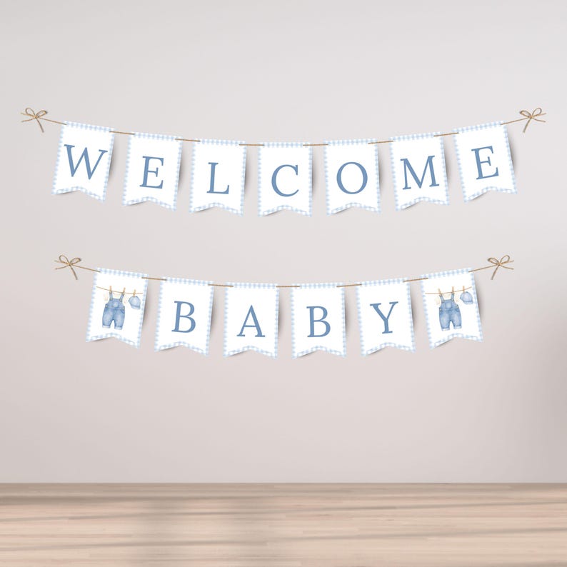 Welcome Baby Banner, Clothesline Baby Shower Banner, Printable Sweet ...