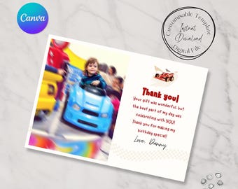 Racing Car Thank You Card Template, Customizable Canva (Digital Download)