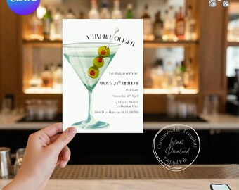 Invito di compleanno per un bambino un po' più grande, invito per una festa a tema Martini, modello Canva personalizzabile (download digitale)